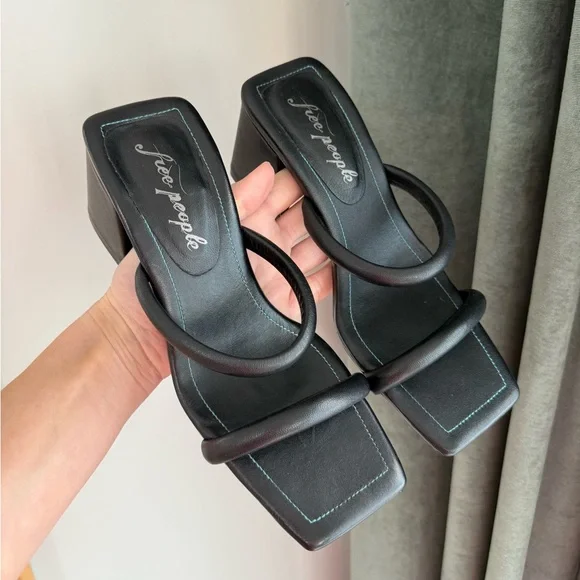 Free People Parker Double Strap Heels - Black - EU Size 37.5/ US Size 7 - Picture 4 of 13